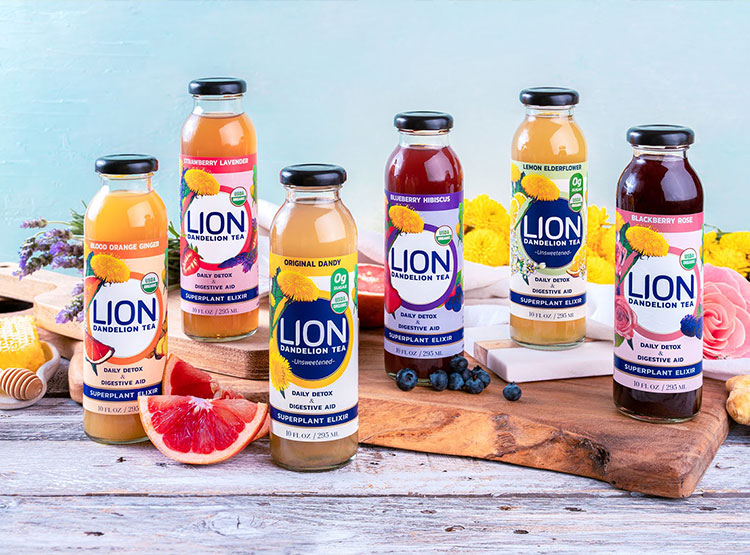 鮮艷的本色和植物插畫！Lion tea蒲公英茶包裝設(shè)計